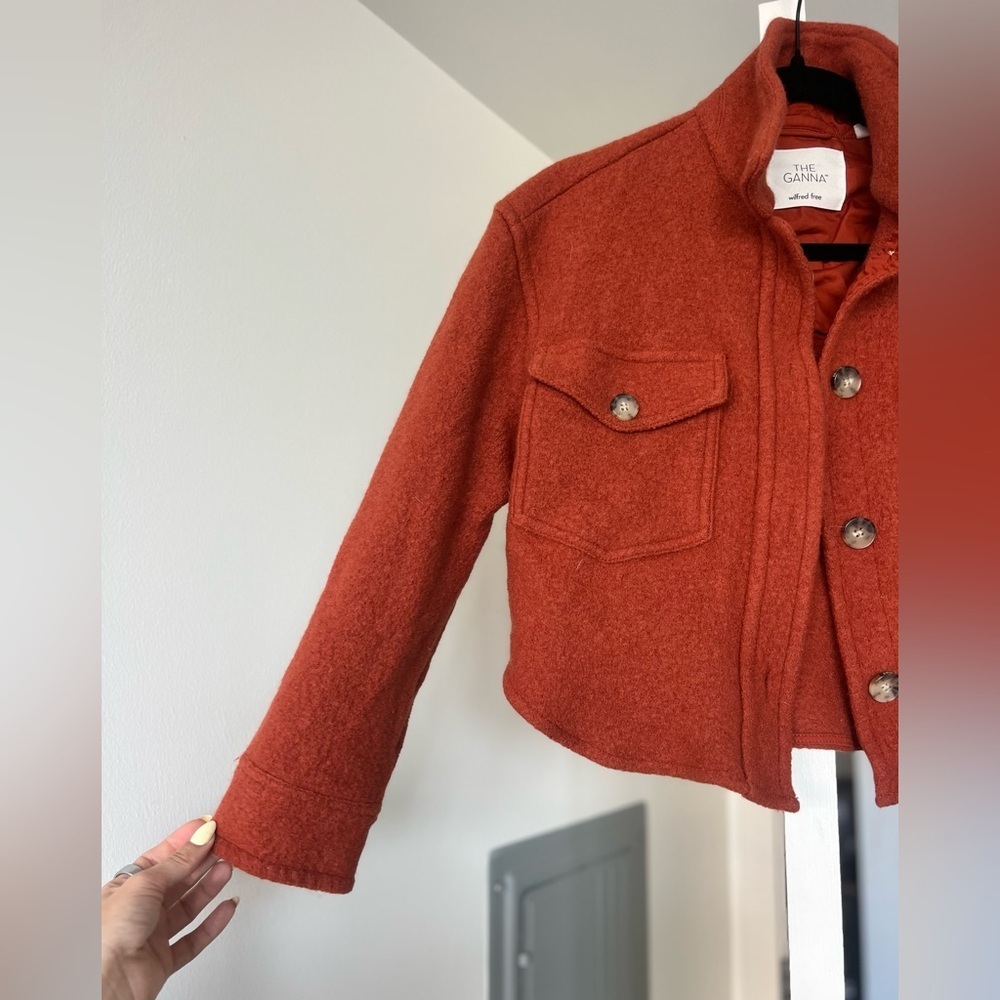 Aritzia Wilfred The Ganna Cropped Shirt Jacket/Shacket- Orange- Size S - Picture 2 of 12
